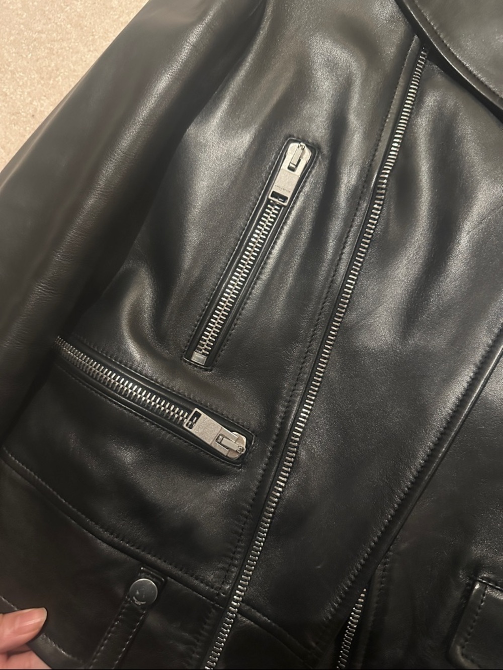 Saint Laurent Black Leather biker Jacket - Picture 3 of 6